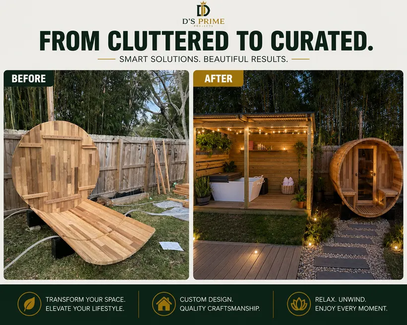 Backyard wellness build before and after project.