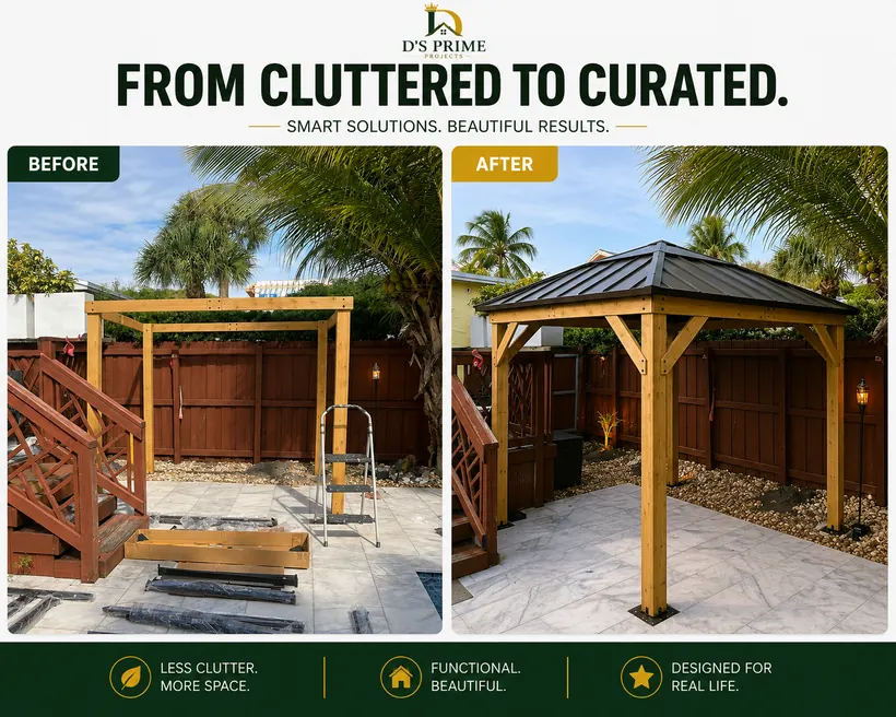 Covered patio build before and after project.